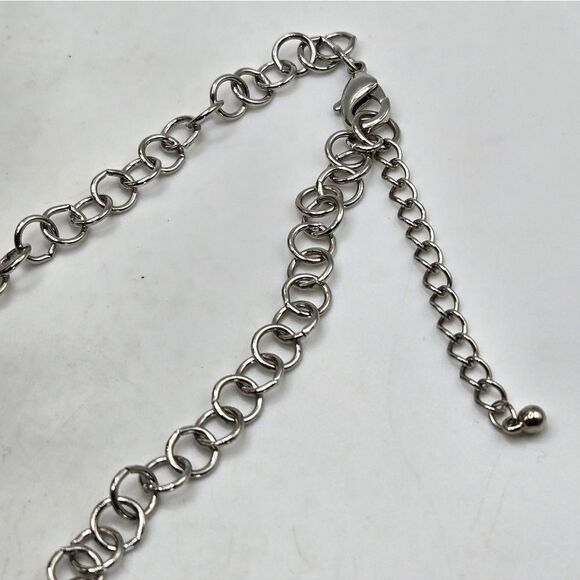 "5/$25" Silvertone Sand Dollar Disc Y Drop Adjustable Necklace - Picture 4 of 8